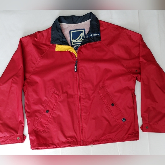 Men's Sperry Top Sider Vented Sailing Boating Wind Jacket Red Size Large L - Picture 2 of 10